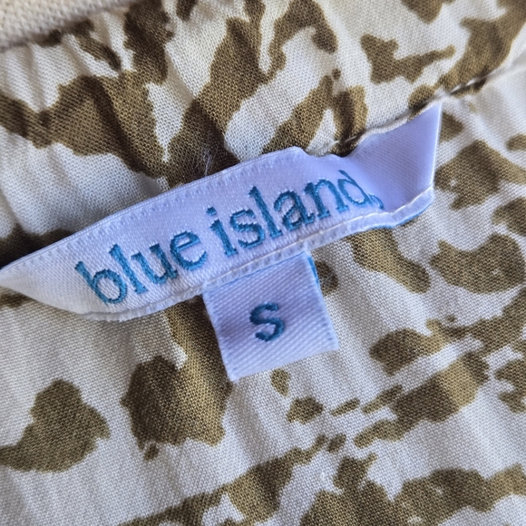 Blue Island Cream Olive Green Abstract Print Strapless Jumpsuit Size Small - Picture 15 of 17